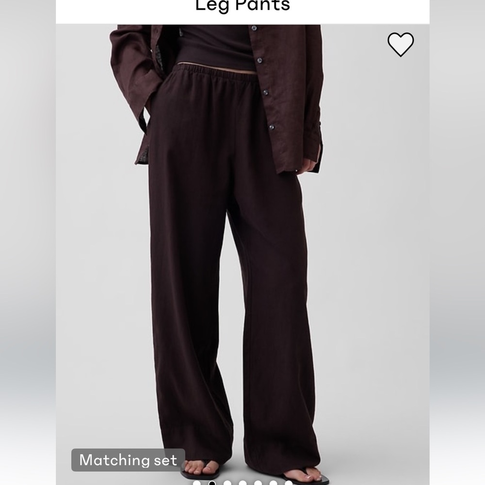 GAP Petite Linen Blend Easy Wide Leg Pants NWT